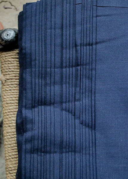 Plain Navy Blue Pure Cotton Slub Fabric