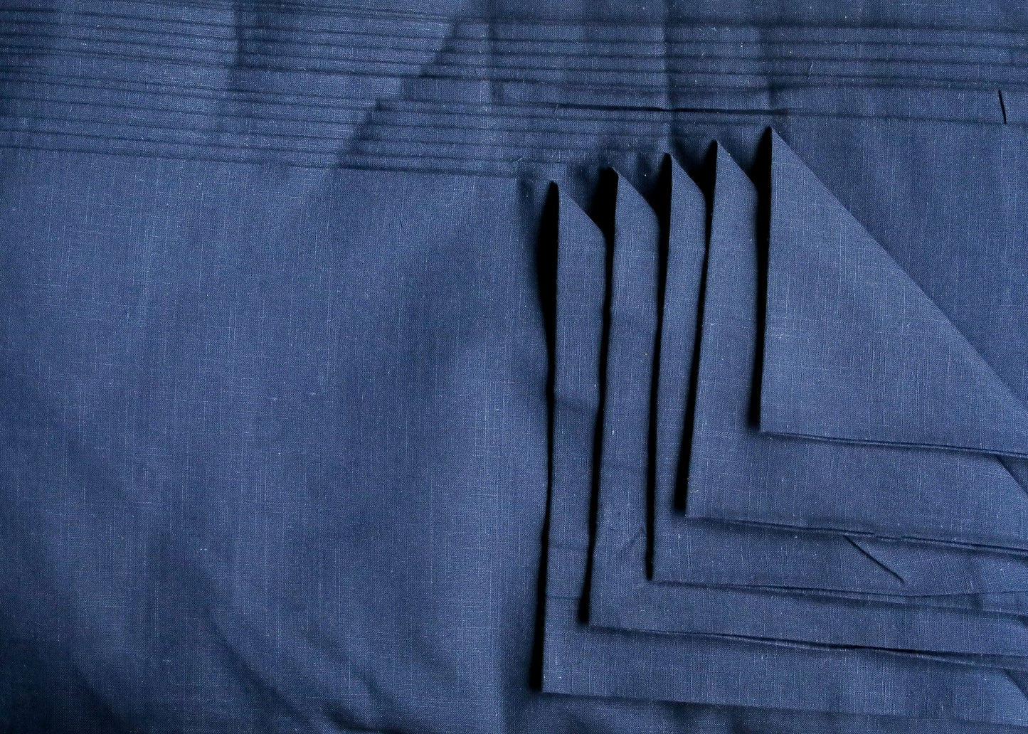 Plain Navy Blue Pure Cotton Slub Fabric