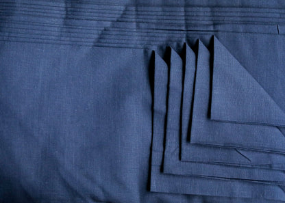 Plain Navy Blue Pure Cotton Slub Fabric