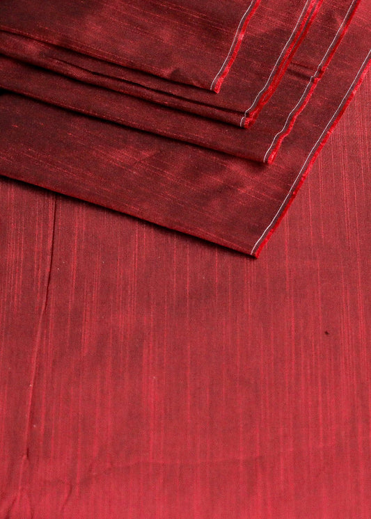 Plain Maroon Cotton Slub Silk Fabric