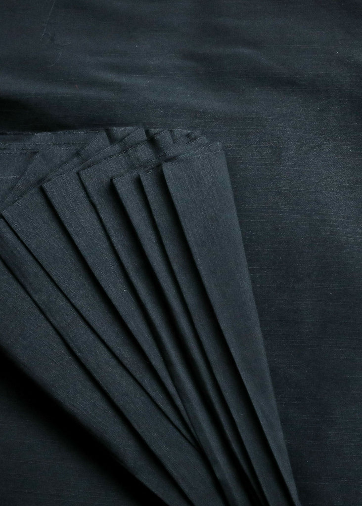 Plain Black Cotton Slub Silk Fabric