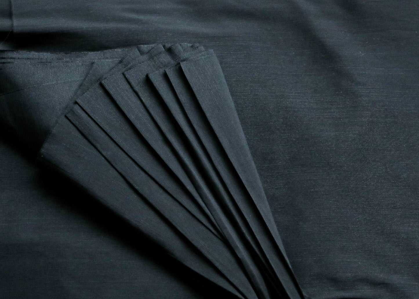 Plain Black Cotton Slub Silk Fabric