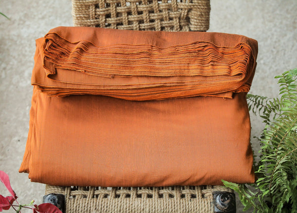 Plain Rust Cotton Slub Silk Fabric