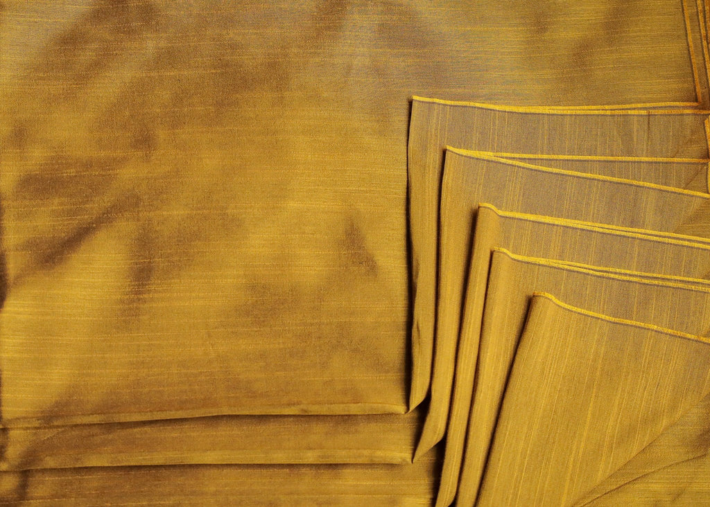 Plain Mustard Cotton Slub Silk Fabric