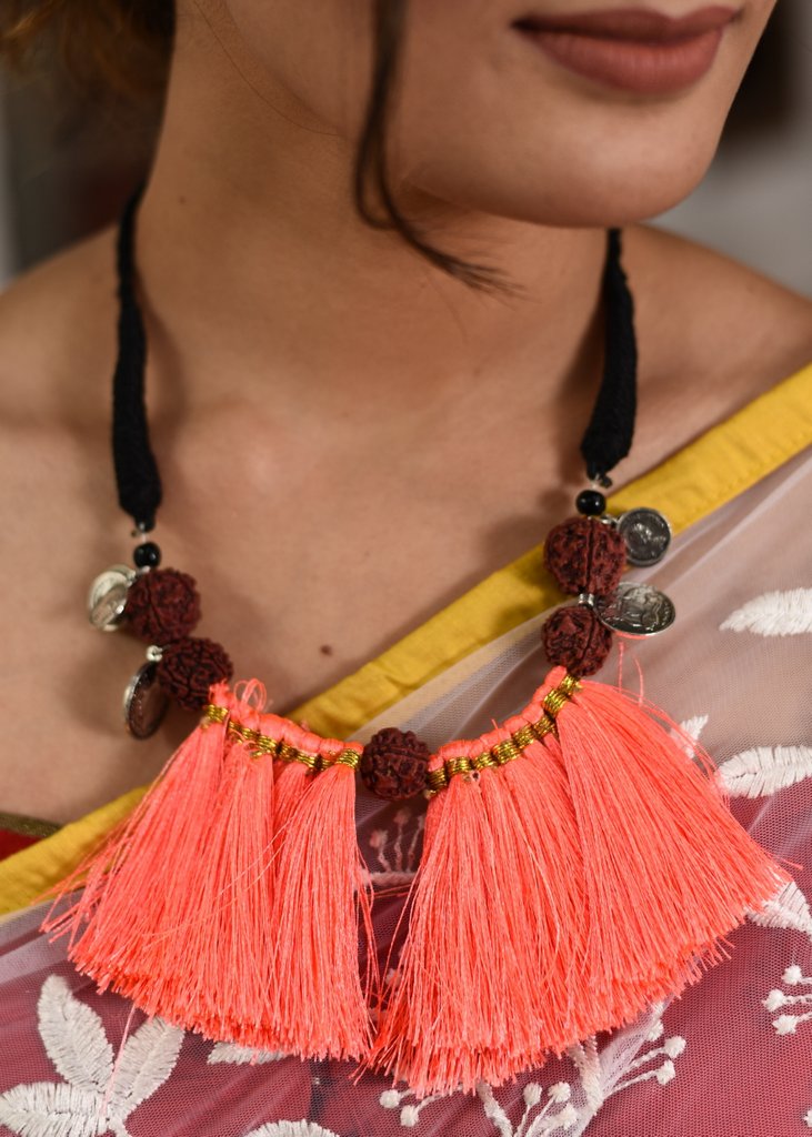 Rudraksh & tassels combination necklace - Sujatra