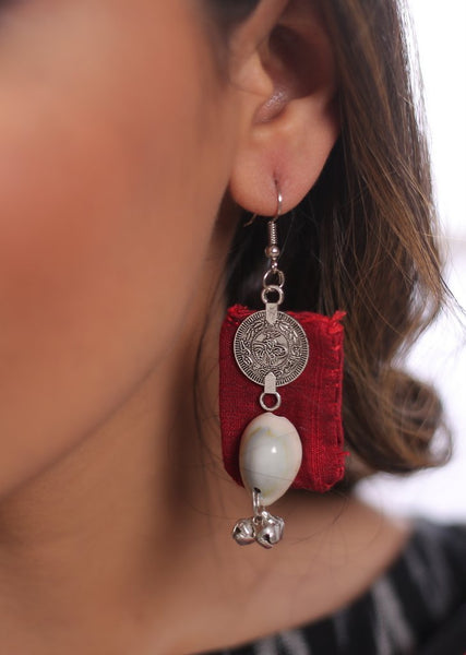 Hand made pompom tessels cowrie earring - Sujatra