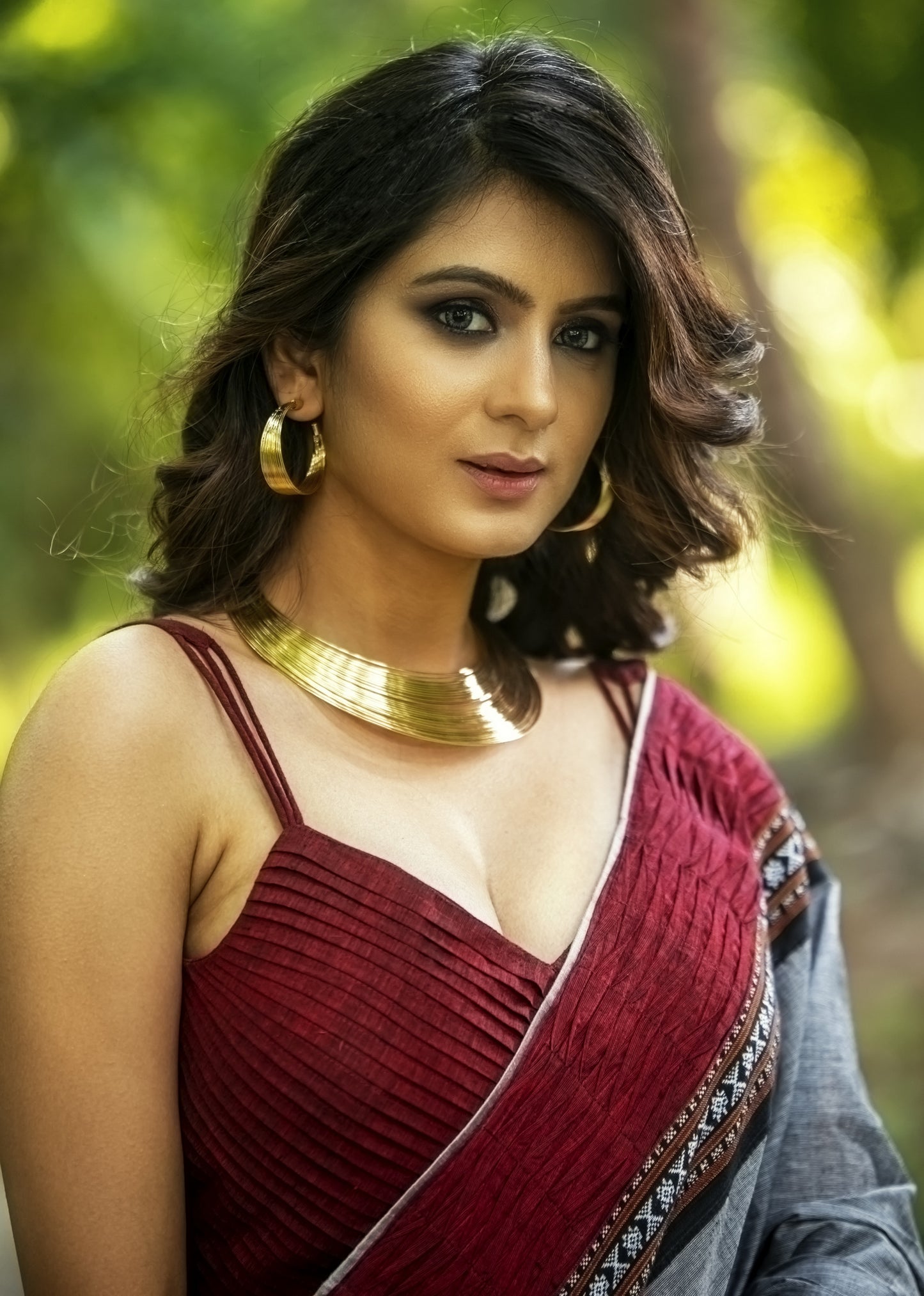 Ikat & grey handloom cotton combination saree with exclusive designer tucks border