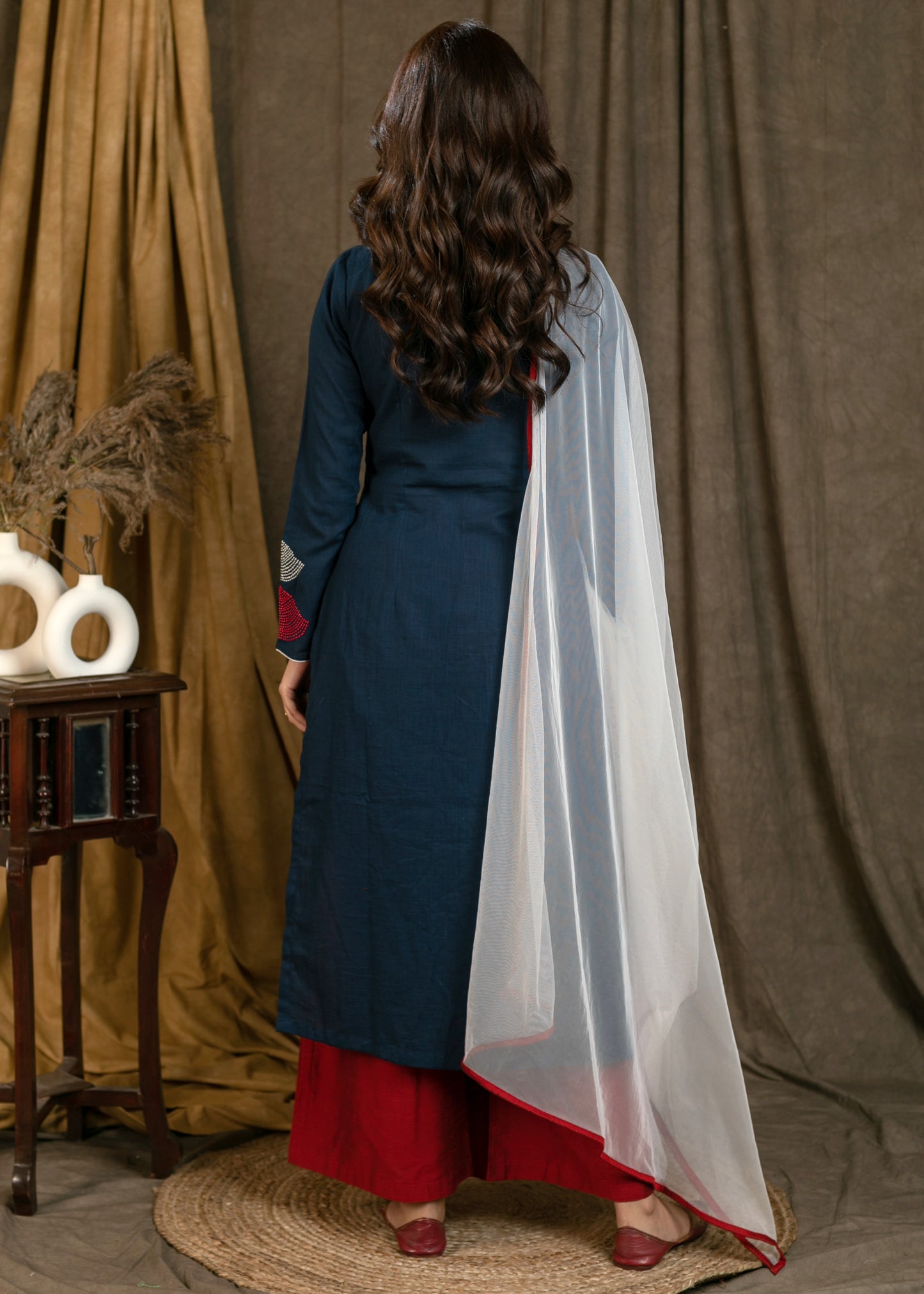 Beautiful cotton Straight cut kurta with  flower Embroidery