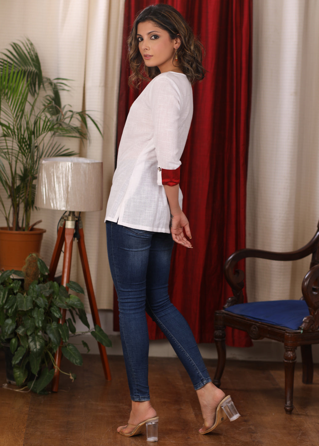Cotton White Top with beautiful mirror work
