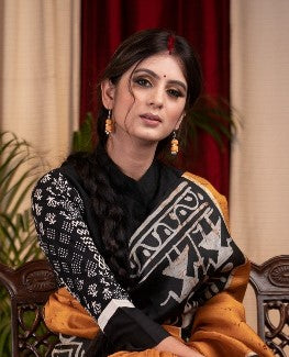 Exclusive black cotton block print blouse