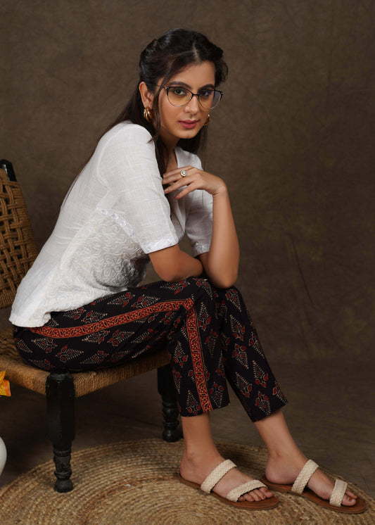 Beautiful cotton ajrakh narrow fitted pant