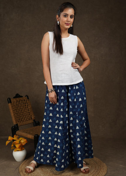 Classy indigo wide leg palazzo pant