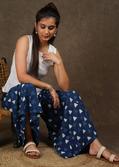 Classy indigo wide leg palazzo pant