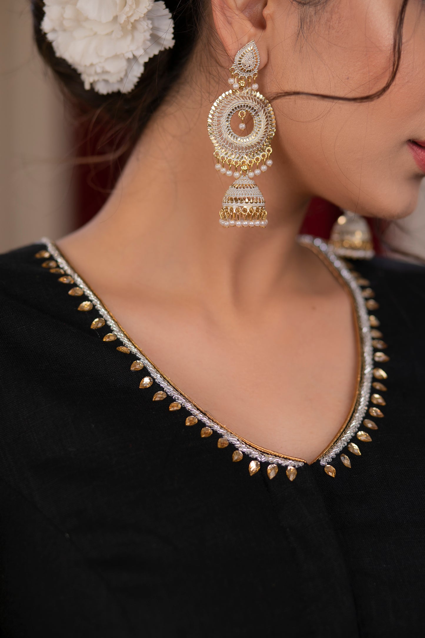 Exclusive Black Kala Ghoda blouse with glass beads and thread embroidery floss