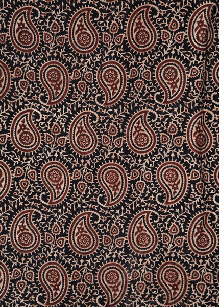 Black Cotton Ajrakh Fabric with Kairi Print