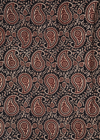 Black Cotton Ajrakh Fabric with Kairi Print