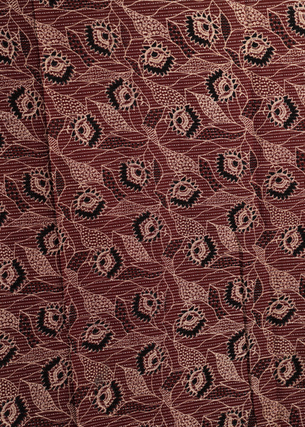 Maroon Cotton Floral Print Kantha Fabric