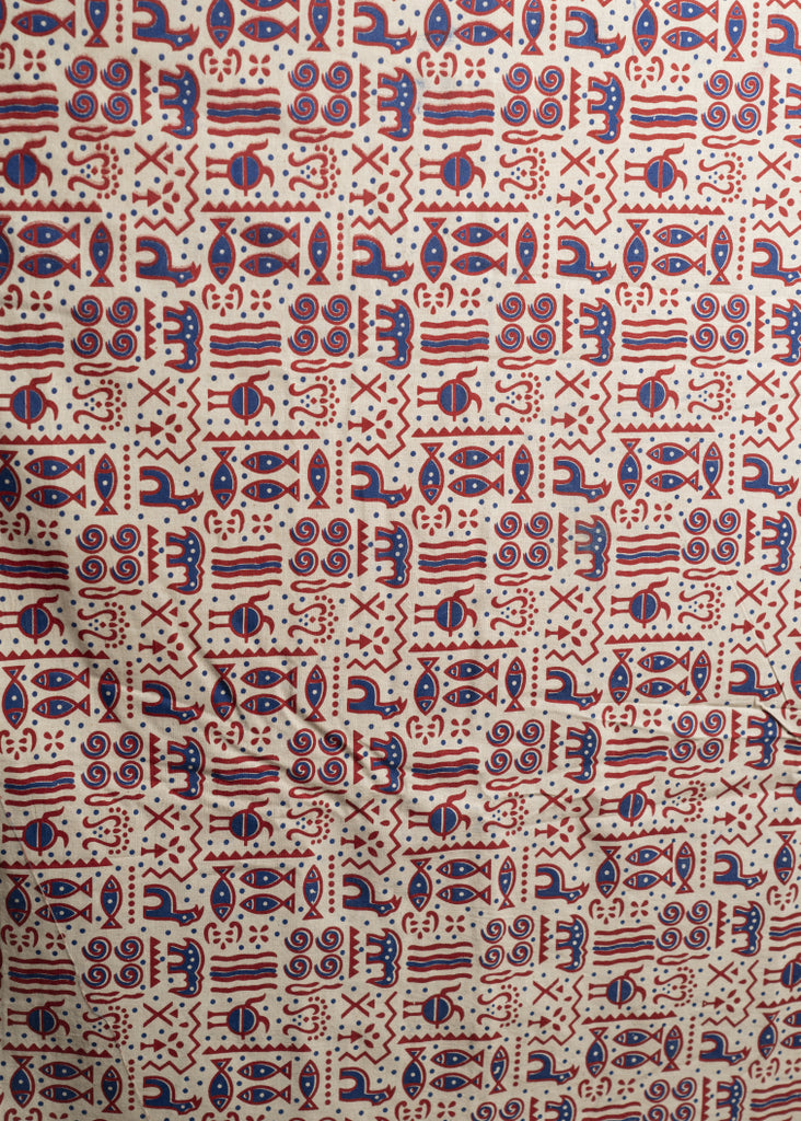 Animal Print Off White Cotton Ajrakh