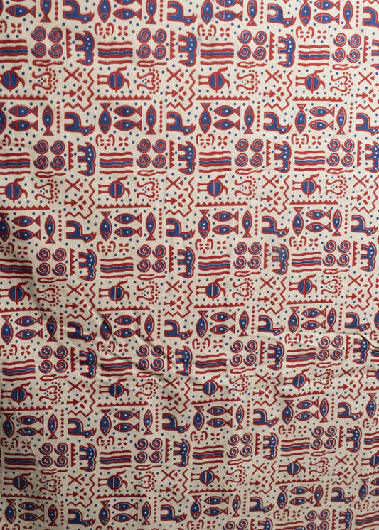 Animal Print Off White Cotton Ajrakh