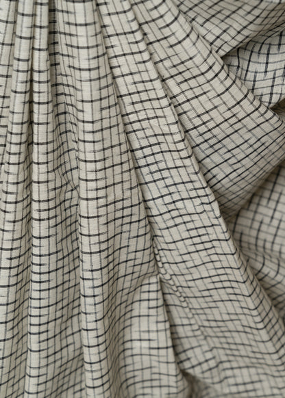 White Pure Cotton Ikat Fabric