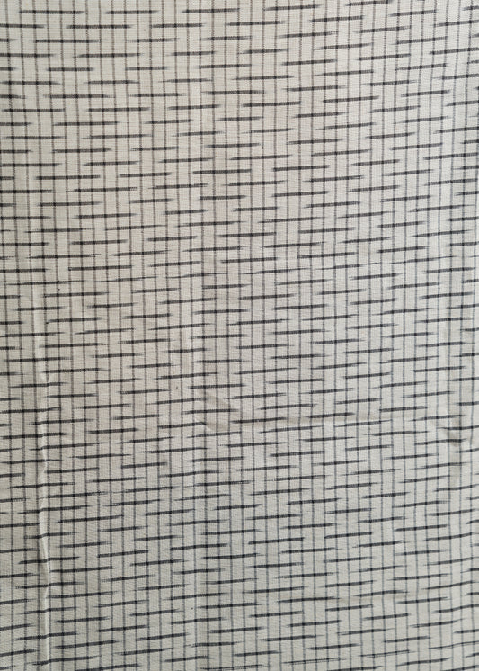White Pure Cotton Ikat Fabric
