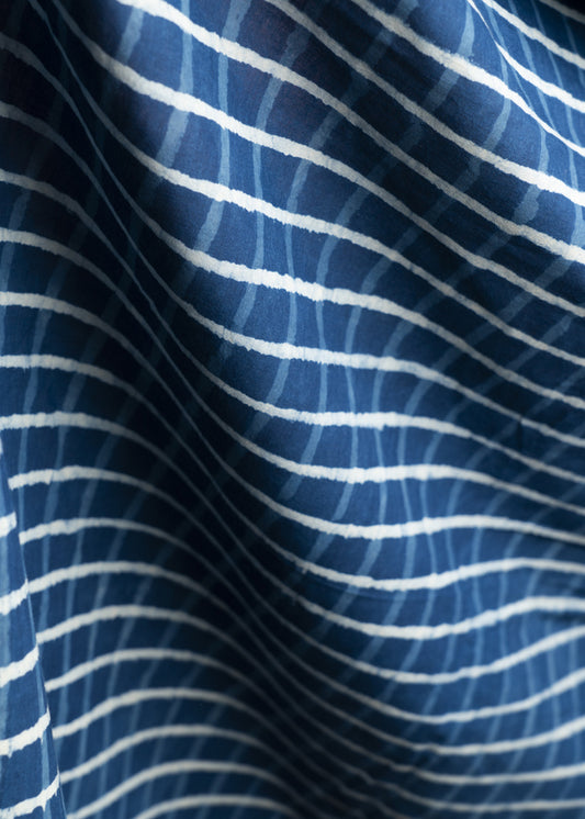 Cotton Indigo Fabric with Overall Checks Print