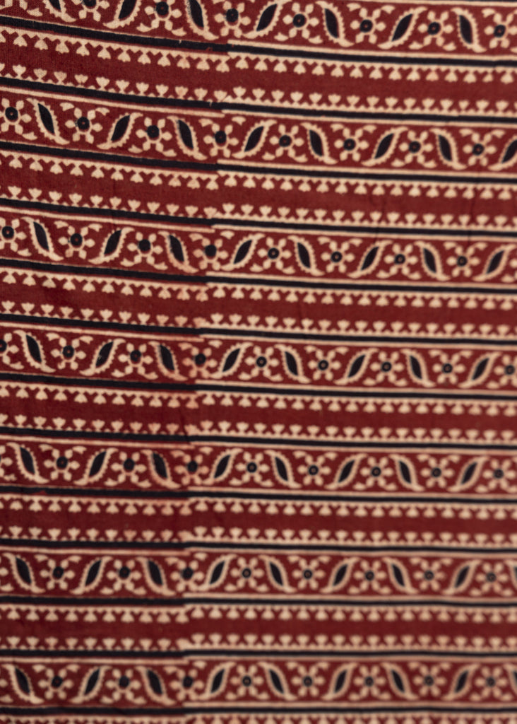 Maroon Stripe Cotton Ajrakh Fabric