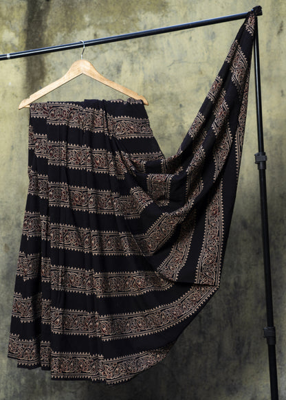 Black Cotton Ajrakh Print fabric
