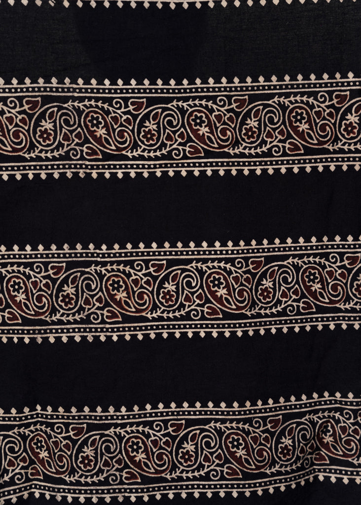 Black Cotton Ajrakh Print fabric
