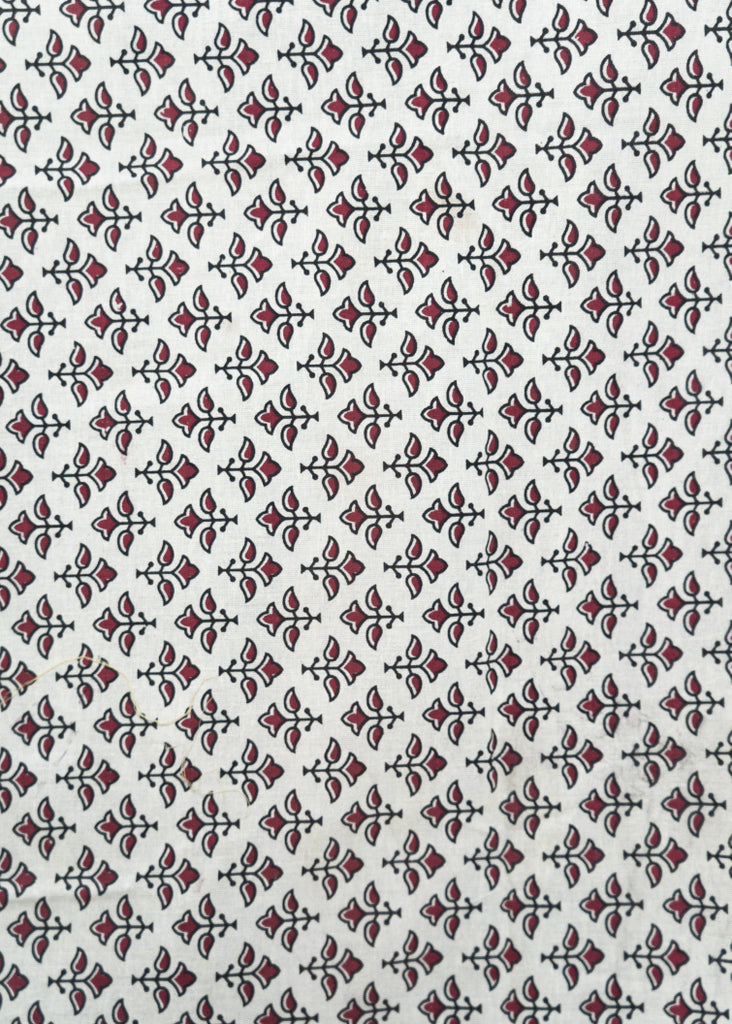 Off White Cotton Fabric with Small Floral Print Allover