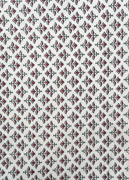 Off White Cotton Fabric with Small Floral Print Allover