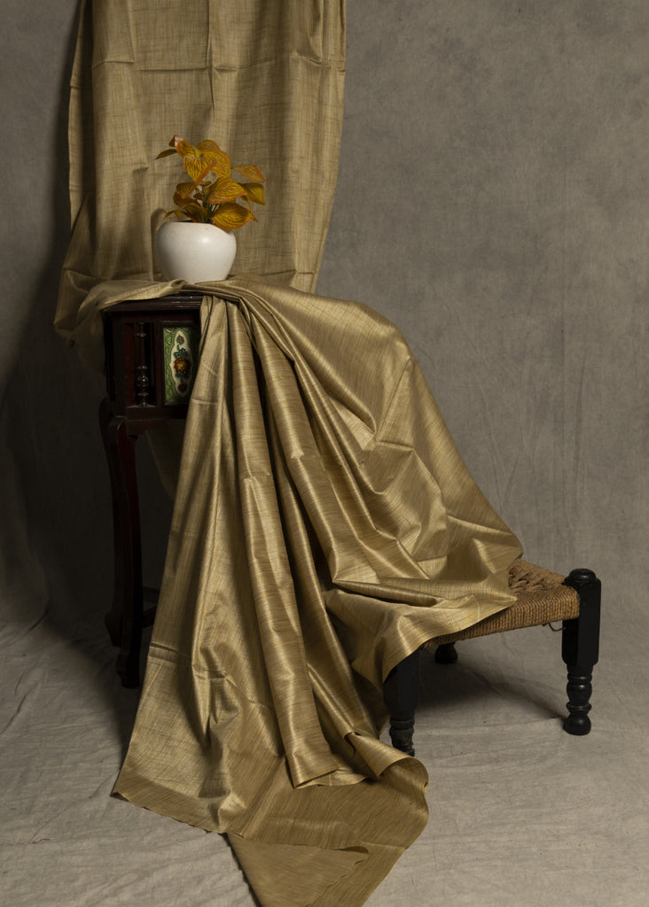 Golden Plain Assam Silk Fabric
