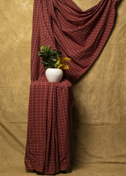 Maroon Pure Cotton Handloom Fabric