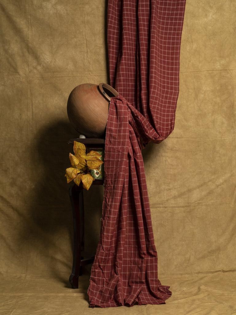 Maroon Pure Cotton Handloom Fabric
