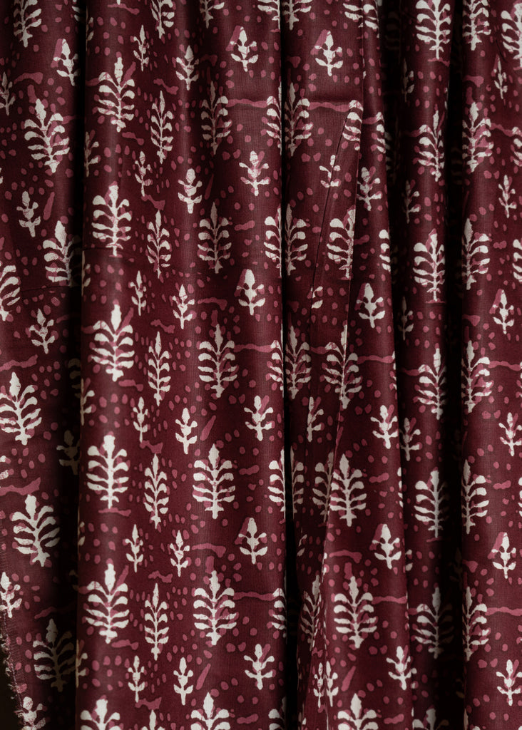 Maroon Printed Rayon Fabric