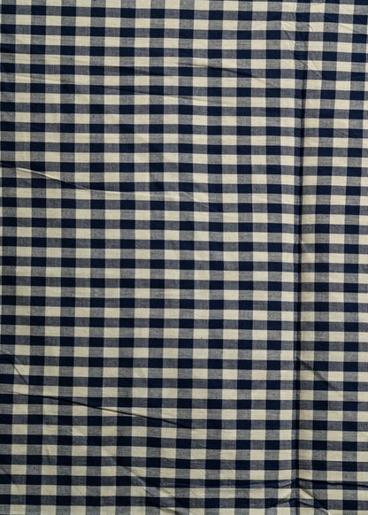 Blue and White Checks Pure Cotton Fabric
