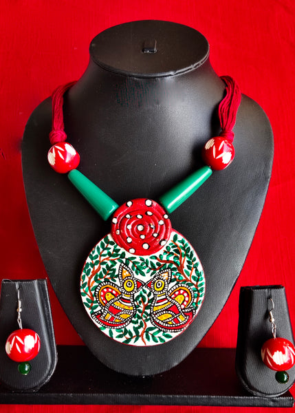 Exclusive hand painted ethnic necklace set