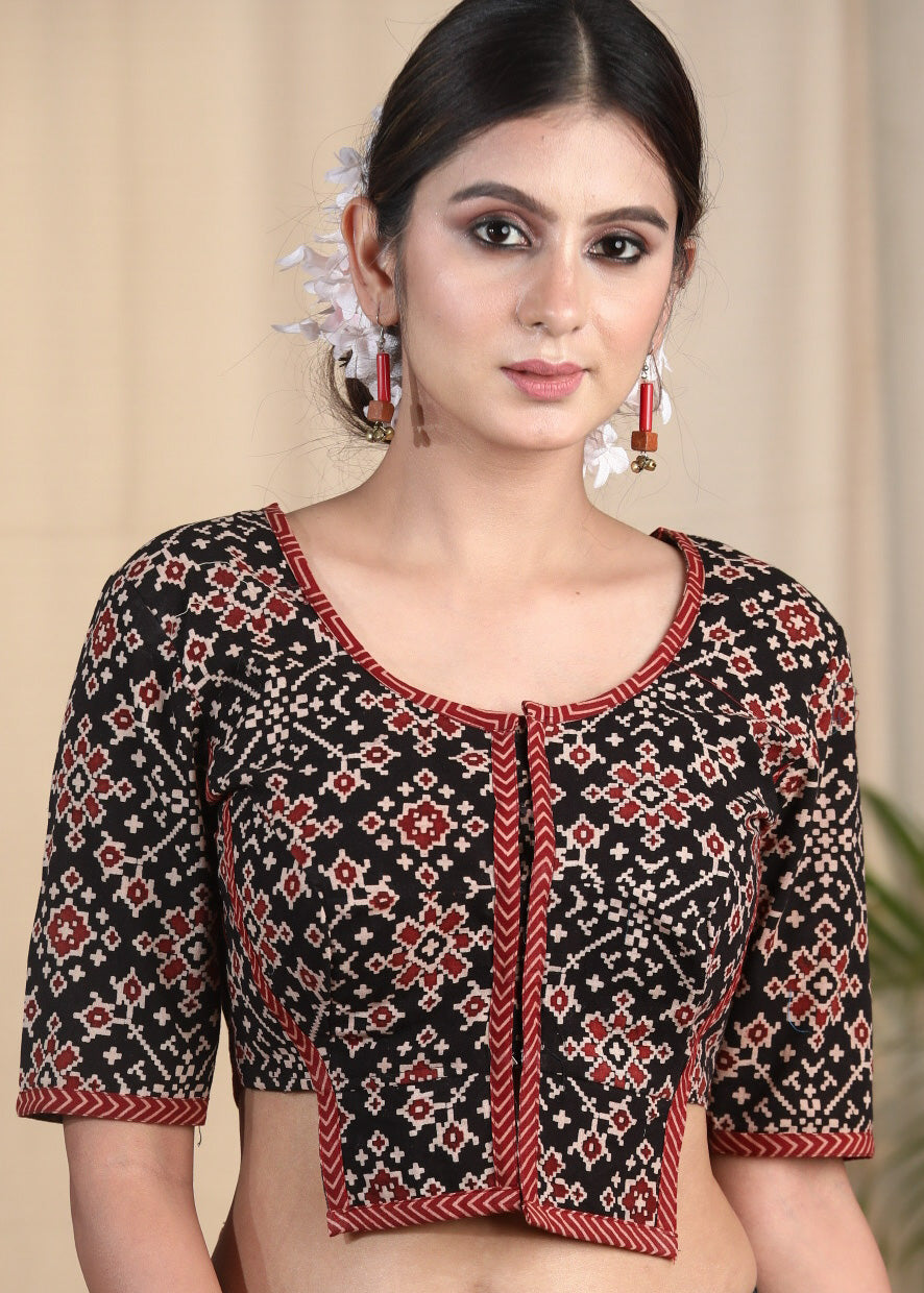 Dussehra Sale — Graceful Ajrakh Cotton Designer Blouse