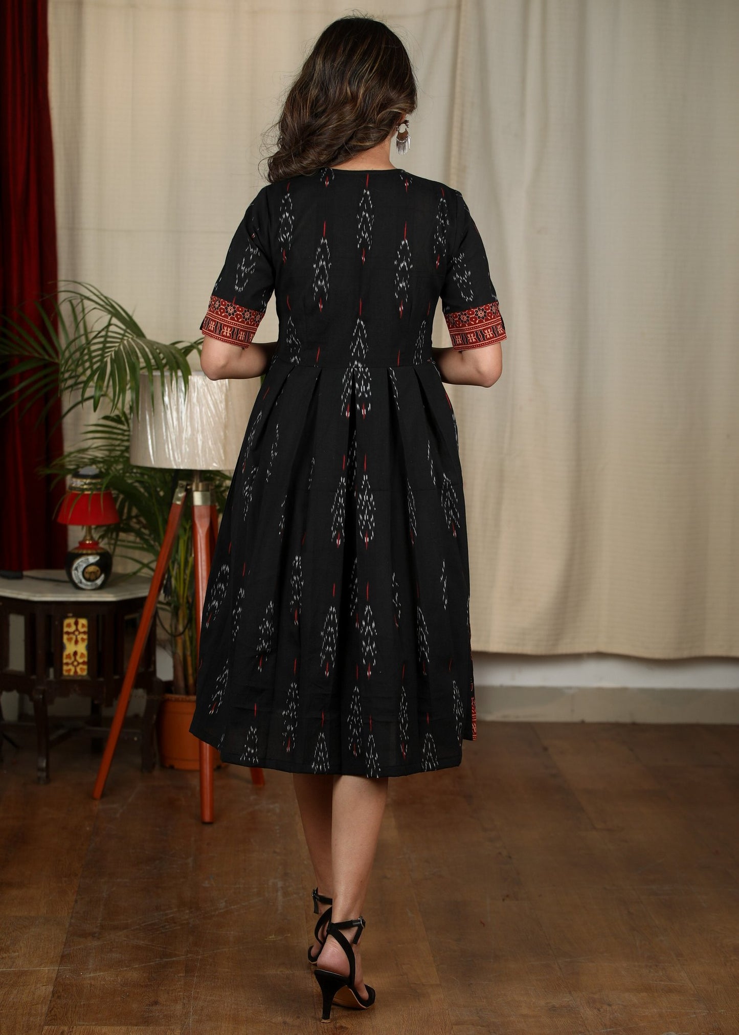 Exclusive Black Ajrakh Dress with beautiful maroon border