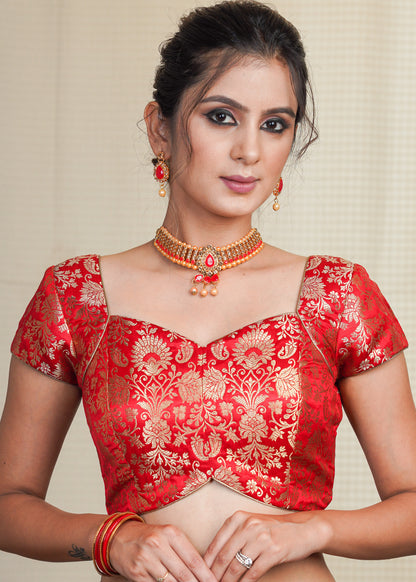 Exclusive Red Banarasi Blouse