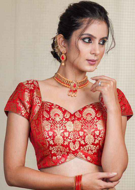 Exclusive Red Banarasi Blouse