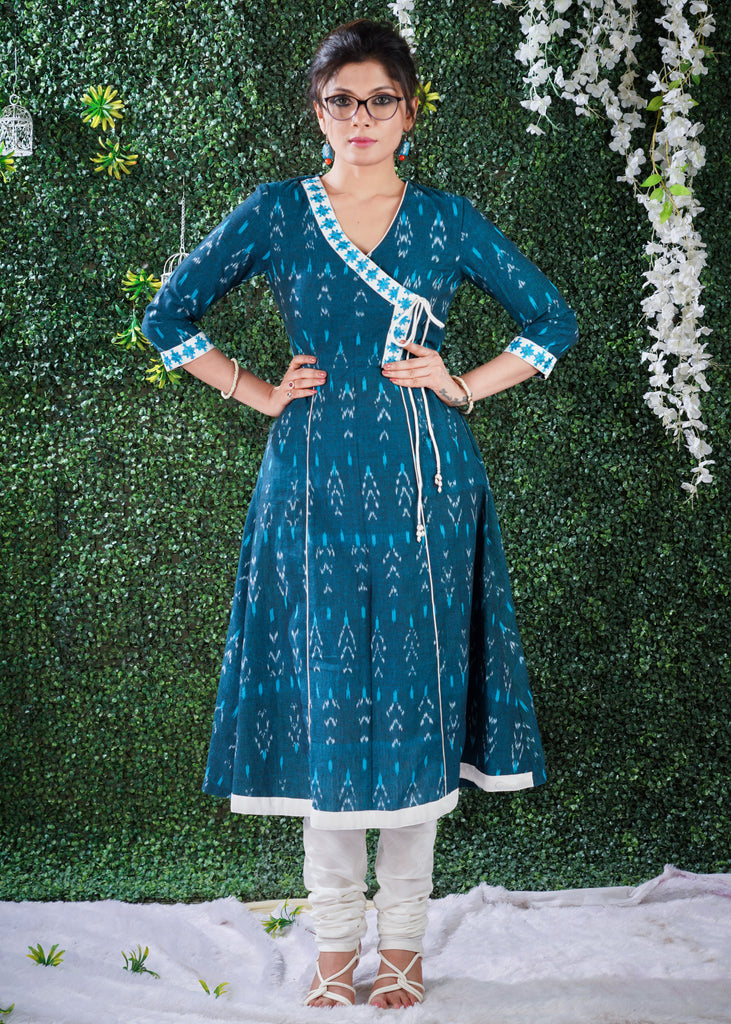 P.Turquoise Hl Cotton Kurti with Weaving