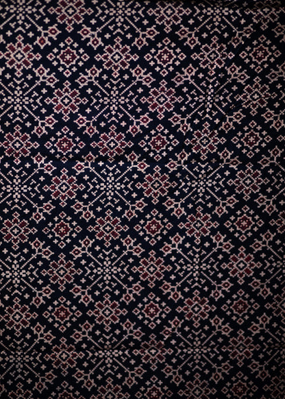 Black Geometric Print Cotton Ajrakh Fabric