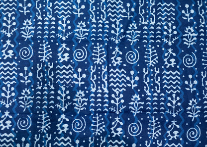Cotton Indigo Fabric with Circular Print
