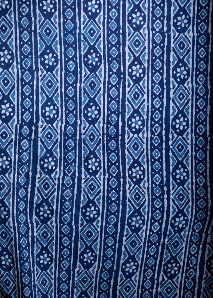 Cotton Indigo Fabric with Geometric Print