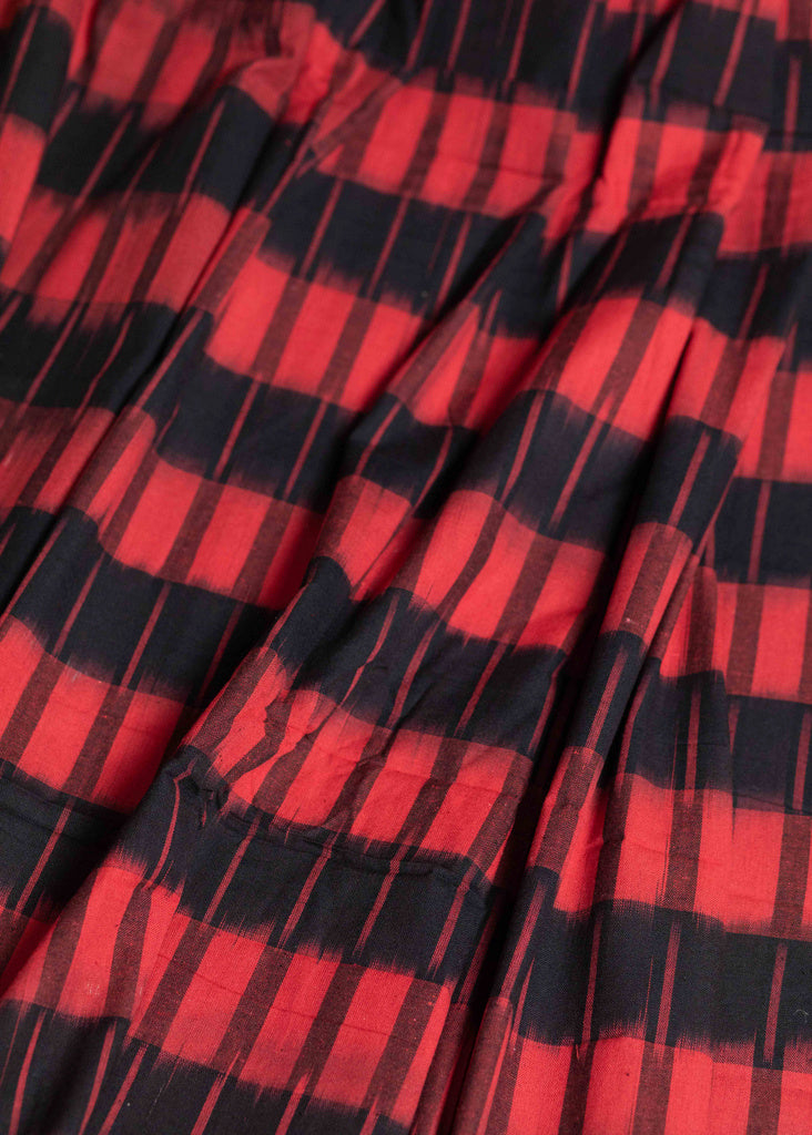 Black & Red Cotton Ikat Fabric