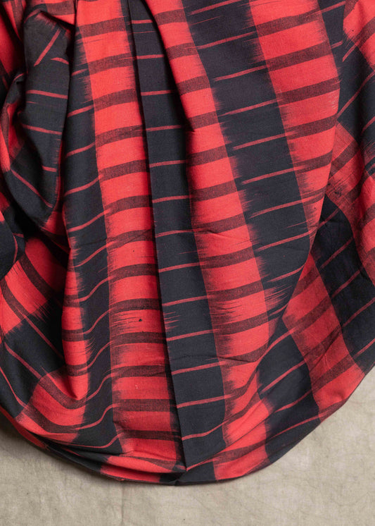 Black & Red Cotton Ikat Fabric