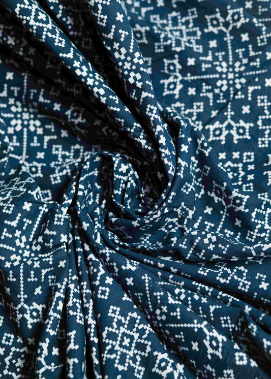 Cotton Indigo Ajrakh with Geometric Print