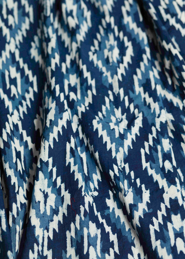 Cotton Indigo Fabric with Bright Diamond Print