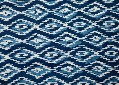 Cotton Indigo Fabric with Bright Diamond Print